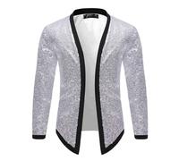 Sparkly Sequin Blazer Jackets for Men Uk Long Sleeve Cardigan Disco Party Glitter Jacket Lightweight Blazer Regular Fit Suit Metallic Night Club Jackets Halloween Wedding Prom Going Out Clearance