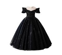 Sparkly Sequin Flower Girl Dresses Ruffly Sleeve A Line Tulle Bridesmaid Formal Ball Gowns Youth Elegant Pageant Party Frocks