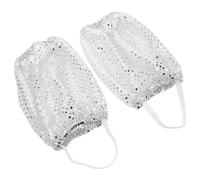 Sparkly Sequin Leg Warmers 1 Pair Polyester White Retro