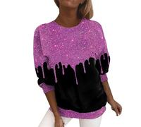 Sparkly Sequin Tops Sweatshirt for Women UK Clearance Graduated Sparkly Print Tops Casual Long Sleeve Pullover Tops Classic Crewneck Going Out T Prime Deals of The Day Black of Friday