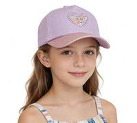 Sparkly Sequins Heart Baseball Caps for Little Girls, Kids Toddlers Shiny Adjustable Summer Sun Hats Anti-UV Sun Protection Beach Travel Tennis Camping Dance Peaked Trucker Caps Topee for 2-6Yrs
