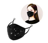 通用 Sparkly Shinny Diamond Glitter Bling Face Masks,Rhinestone Brilliant Elastic Bandanas, Women Fashion Outdoor Dustproof,Rhinestone Face Covering for Women,Diamante Face Mask (black), One Size