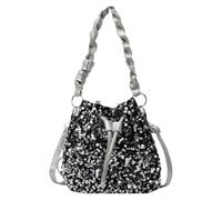 Sparkly Silver Sequin Women's Bucket Bag, Elegant Drawstring Clutch with Detachable Chain Strap, Shoulder & Crossbody Handbag for Wedding, Party, Evening Events,Glitter Small Purse for Girls & Ladies