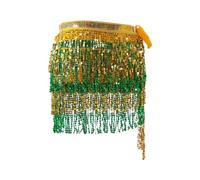 Sparkly Skirt Four Layer Beaded Fringe Waist Chain Practice Skirts Stretchy Bodycon A Line Glitter Belly Dance Hip Scarf Party Club Night Out Mini Skirt
