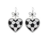 Sparkly Soccer Earrings Shiny Rhinestone Bow Heart Football Dangle Drop Earrings Sports Themed Jewelry Gift for Soccer Fans Women