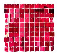 Sparkly Square Sequin Wall For Tile For Wedding Party Backdrop Birthday Event Decorations Reflective Panel In Black Red Orange Green Rose Gold Size 30x30cm(Red)