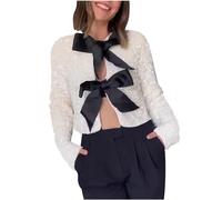 Sparkly Tops for Women UK Sequin Velour Long Sleeve T Shirt Gliitter Bow Tie Front Tunic Shirt Reversible Shinning Pullover Womens Spring Blouses Loose Elegant Undershirt Party Wear
