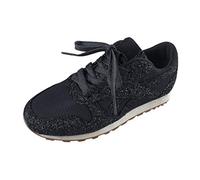 Sparkly Trainers for Women Fashion Glitter Walking Shoes Lightweight Lace up Athletic Sneakers Casual Low Top Tennis Shoes Non Slip Round Toe Fashion Trainers for Outdoor Shopping Mountain (Black, 7)