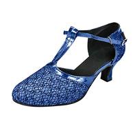 Sparkly Trainers for Women UK Dancing Shoes Sequins Shoes Social Dance Shoe White Wide Fit Shoe (Blue, 6.5)