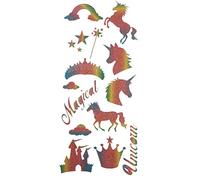 Sparkly Unicorn Sticker Sheet - Kids Girls Party Bags Fillers (Rainbow)