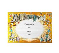 Sparkly ‘Well Done Award’ Certificates - Pack of 20 A5 Personalised Pupil Awards - Rainbow Certificates for Teachers, Schools, Parents & Positive Behaviour Recognition - By SuperStickers