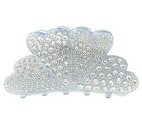 Sparkly Women Girls Jeweled Crystal Diamante Rhinestone Gems Wave Jaw Clip Octopus Clamp Grip Bridal Wedding Party Styling Fine Thin Hair Accessories Butterfly Claw Hearts (Blue)
