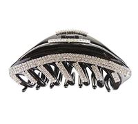 Sparkly Women Girls Thick Curly Long Hair Large 11cm Big Crystal Diamante Rhinestone Gems Bulldog Clip Octopus Clamp Grip Bridal Wedding Party Styling Claw Butterfly Claw Curved Stripes (Black)