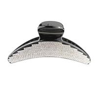 Sparkly Women Girls Thick Curly Long Hair Large Big Crystal Diamante Rhinestone Gems Wave Jaw Clip Octopus Clamp Grip Bridal Wedding Party Styling Claw Accessories Swirly Butterfly Claw Curved (Black)