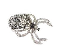 Sparkly Womens Bridal Wedding Party Birthday Gift Saree Scarf Mother Bride Groom Diamante Crystal LARGE Statement Brooch Badge Breastpin Corsage Pin Halloween Animal Insect Spider (Black)
