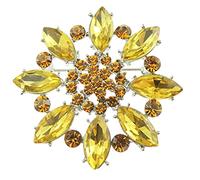 Sparkly Womens Party Wedding Dress Christmas Birthday Saree Scarf Lapel Diamante Bling Crystal Brooch Badge Breastpin Corsage Pin Statement LARGE Flower Star Round Circle Teardrop Cameo (Gold)