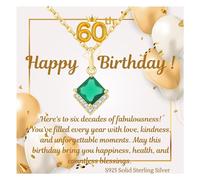 SPARKLYGIFTS 30th 40th 50th 60th 70th 80th 90th 100th Birthday Gifts for Women, 14K Gold Emerald Green C/Z Sterling Silver Necklace Present for Mum Sister Grandma Best Friend Her Birthday