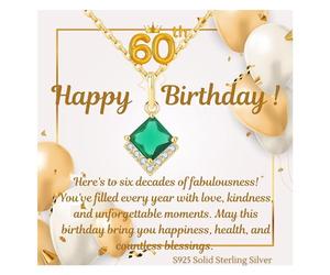 SPARKLYGIFTS 30th 40th 50th 60th 70th 80th 90th 100th Birthday Gifts for Women, 14K Gold Emerald Green C/Z Sterling Silver Necklace Present for Mum Sister Grandma Best Friend Her Birthday