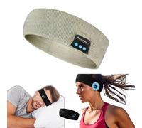 SPARKLYGIFTS Bluetooth Headband Headphones Wireless Sleep Headphones Adjustable Sport Headband with Hands-Free Calling Waterproof for Sleep Relaxation Travel Insomnia Relief (Light Grey)