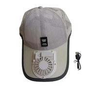 SPARKLYGIFTS Fan Hat USB Rechargeable Cooling Fan Baseball Cap Mesh Breathable Sun Hat, 3 Speed Adjustable Fit Unisex Women Men Summer Cap Cotton Comfortable for Outdoor Beige Cap