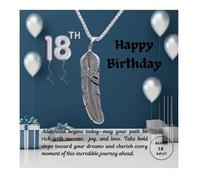 SPARKLYGIFTS Gifts for Him 13th 16th 18th 21st Birthday Silver Feather Stainless Steel Necklace with Personalised Message for Women Ladies Her (18th Birthday)
