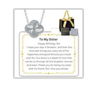 SPARKLYGIFTS Gifts for Mum Clover Necklace Sterling Silver with Message card Hallmark S925 Present for Mum Sister Daughter Best Friend, Christmas Birthday Mothers Day Gifts (To My Sister Birthday)
