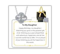 SPARKLYGIFTS Gifts for Mum Clover Necklace Sterling Silver with Message card Hallmark S925 Present for Mum Sister Daughter Best Friend, Christmas Birthday Mothers Day Gifts (To My Daughter Birthday)