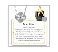 SPARKLYGIFTS Gifts for Mum Clover Necklace Sterling Silver with Message card Hallmark S925 Present for Mum Sister Daughter Best Friend, Christmas Birthday Mothers Day Gifts (To My Sister Christmas)