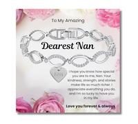 SPARKLYGIFTS Gifts for Nan Infinity Bracelet Jewellery Personalised Message Ready-To-Gift (Silver)