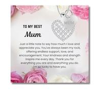 SPARKLYGIFTS Heart Pendant Necklace for Mum With Message Love Card, Ready to Gift Present for Mother Birthday Mother's Day Freindship Gift for Mum (Mother-Mum Tag)
