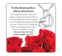 SPARKLYGIFTS Mum Necklace Heart Pendant Necklace for Mum with Message Card, Rhodium Plated Engraved Jewellery, Gift Box and Bag Included, Birthday Mother's Day Christmas (To My Mum Christmas)