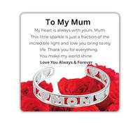 SPARKLYGIFTS Open Cuff Bangle Bracelet for Mum with Message Card Adjustable Bangle MOM with Cubiz zirconia Gift Set with Box giftbag for Birthday Mother's Day Christmas Gifts for Mum (To My Mum)