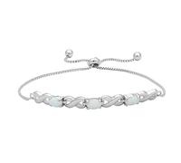 SPARKLYGIFTS Sterling Silver Bracelet for Women S925 Hallmark Genuine Solid Silver Cubic Zirconia Crystals Gifts for Her Adjustable Real Silver Bracelet Birthday Christmas (Infinity Opal)