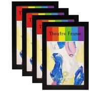 SparklyHome 4 Packs, Black Theatre Frame with Real Glass, Theatre Bill Frame, Holds 5.5x8.5-inch Media, 7/8 inch deep moulding, Wall or Tabletop Display