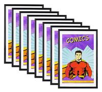 SparklyHome 8 Packs, Comic Book Frame with White mat, UV Protection, Black Frame for Current Comics up to 6 3/4" x 10 1/4", Fits with Comic Book Bags and Sleeves, Wall or Tabletop Display