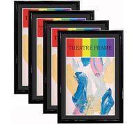 SparklyHome Black Theatre Frame with Black Mat, 4 Packs, Theatre Bill Frame, Holds 5.5x8.5-inch Media, Wall or Tabletop Display (4 Pack Black Frame Black Mat)