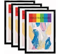 SparklyHome Black Theatre Frame with White Mat, 4 Packs, Theatre Bill Frame, Holds 5.5x8.5-inch Media, Wall or Tabletop Display (4 Pack Black Frame White Mat)
