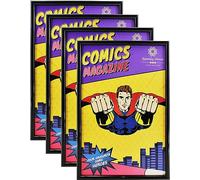 SparklyHome Comic Book Frame, 4 Pack, UV Protection, Black Display Frames for Current Comic Books up to 6 3/4" x 10 1/4", Wall or Tabletop Display