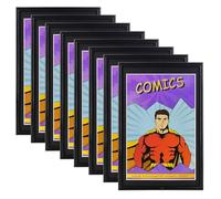 SparklyHome Comic Picture Frame with Black Mat, UV Protection, Black Frame for Current Comics up to 17.6 x 26.7 cm, Fits Comic Book Bags and Sleeves, Wall or Table Display, 8