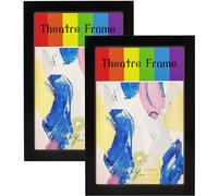 SparklyHome Playbill Frame with Real Glass, 4 Packs, Black Theatre Frame with White Mat, Holds 5.5x8.5-inch Media, Wall or Tabletop Display (2 Pack Black Frame)