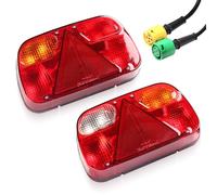 SPARKMOTO 1 Pair Trailer Rear Tail Lights With Green Yellow 5 Pin Bayonet Connector Plug,12V Tail Lights For Trailer Truck Caravan Agricultural Machines