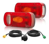 SPARKMOTO 12V Rear Trailer Lights With Long Cable 13 Pin Plug, Trailer Tail Lights Wiring Kit 13 Pin With 5.5m Cable Green Yellow Bayonet Fast Connector