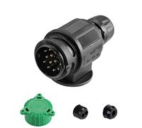 SPARKMOTO 13 Pin Trailer Plug, 12V 13 Pin Male Trailer Plug With Green Parking Protect Cover Longer Service Life Tow bar Towing Trailer Plug Connector For Trailer RV Cars Caravan Motorhome (Short)