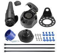 SPARKMOTO 13 Pin Trailer Plug 13 Pin Trailer Socket,12V 13Pin Trailer Plug Socket With Complete Accessories,Tow bar Trailer Male plug Female socket 13pin Caravan Plug socket (New Double cable outlets)