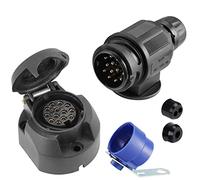 SPARKMOTO 13 Pin Trailer Plug and 13 Pin Trailer Socket,12V 13 Pin Trailer Plug Socket With Blue Trailer Plug Holder Tow bar Towing Trailer Plug Socket For Trailer RV Cars Caravan Connector (Short)
