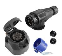 SPARKMOTO 13 Pin Trailer Plug and 13 Pin Trailer Socket,12V 13 Pin Trailer Plug Trailer Socket With Trailer Plug Holder Waterproof Trailer plug 13pin Car socket(Long)