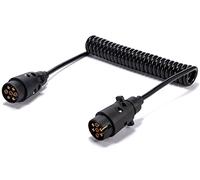 SPARKMOTO 2.6M 7 Pin Trailer Extension Cable Male To Male, 12V Trailer Spiral Extension Lead With Two 7 Pin Trailer Male Plug Connectors, RV Caravan Trailer Light Board Extension Lead Curly Cable 2.6M