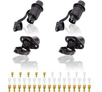 SPARKMOTO 2 Sets 3 Pin Trailer Plug and 3 Pin Trailer Socket,12V 24V 3 Pin Waterproof Tractor Plug Socket Connectors, Tractor 3 Pin Plug Socket Suitable For Agricultural Machinery Tractor Trailer