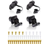 SPARKMOTO 2 Sets 3 Pin Trailer Plug and 3 Pin Trailer Socket, 24V 12V 3 Pin Waterproof Tractor Plug Socket,Tractor 3 Pin Plug 3 Pin Socket For Agricultural Machines Tractor RV Trailer