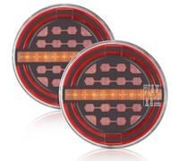 SPARKMOTO 2 x Round LED Trailer Lights Waterproof, 12V 24V Universal Led Trailer Rear hamburger Lights Submersible,Led Round Tail Lights For Truck Trailer Tractor